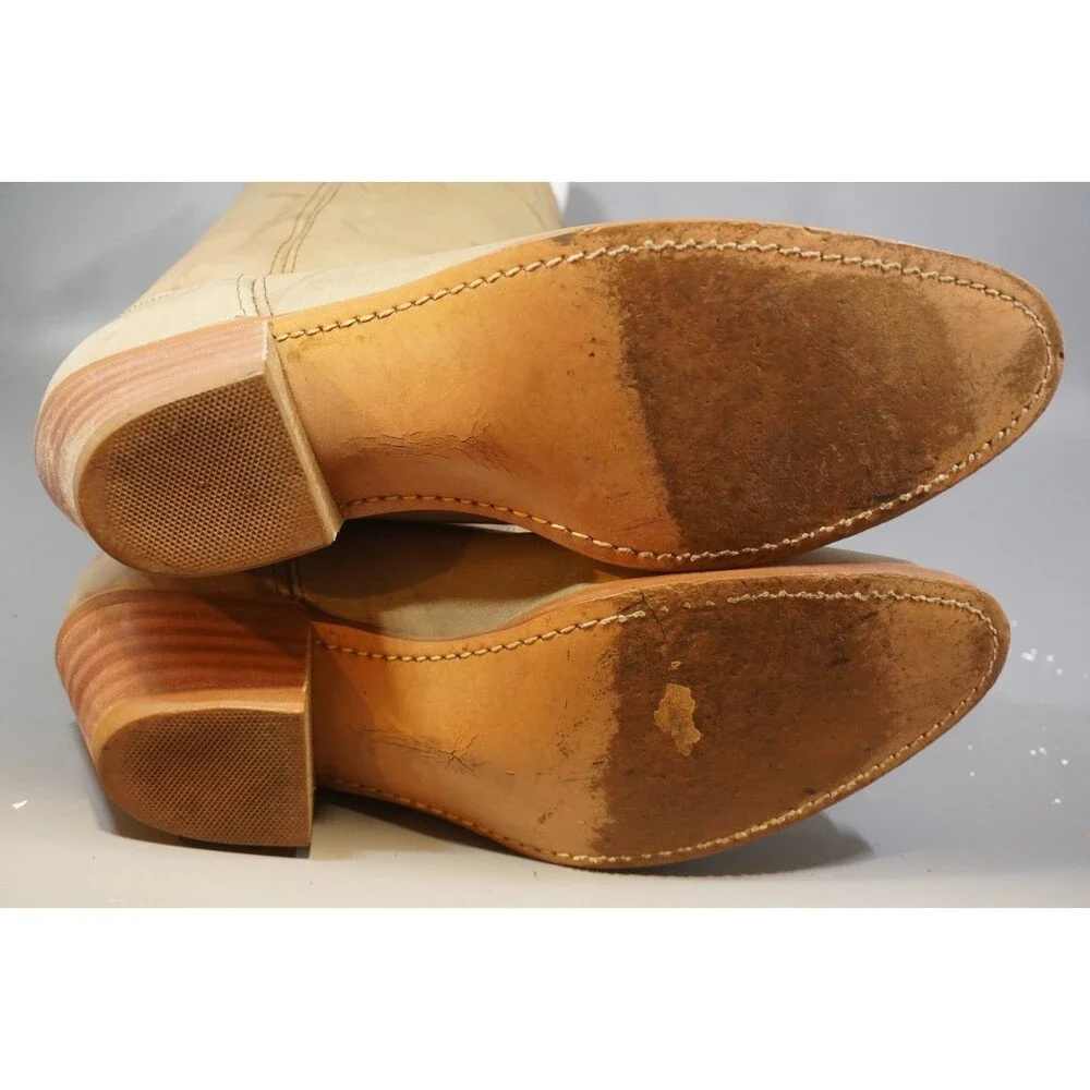 Dingo 8609 Vintage Western Cowboy Tan Leather Boots Men Size 12D Stacked Heel